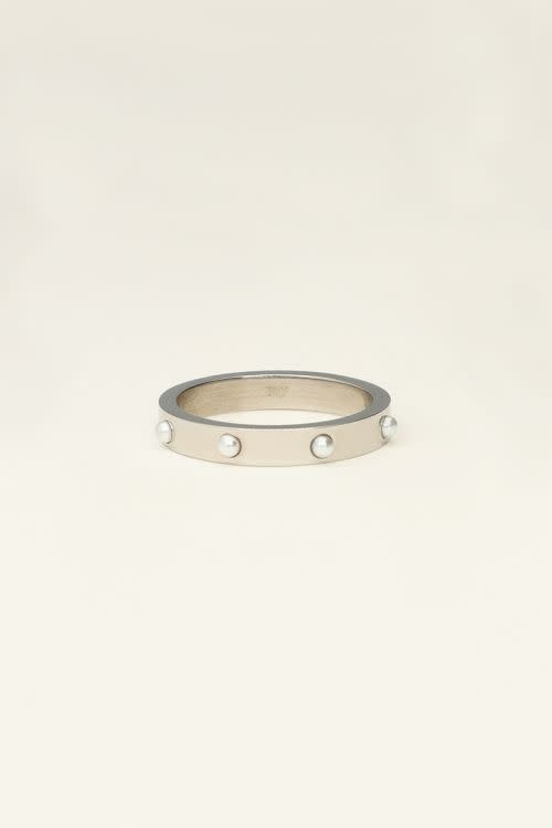 Ring pearls MJ09259 Zilver