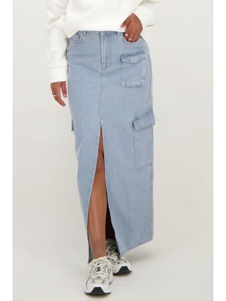 my Jewellery Blauwe cargo denim midi rok MJ09960