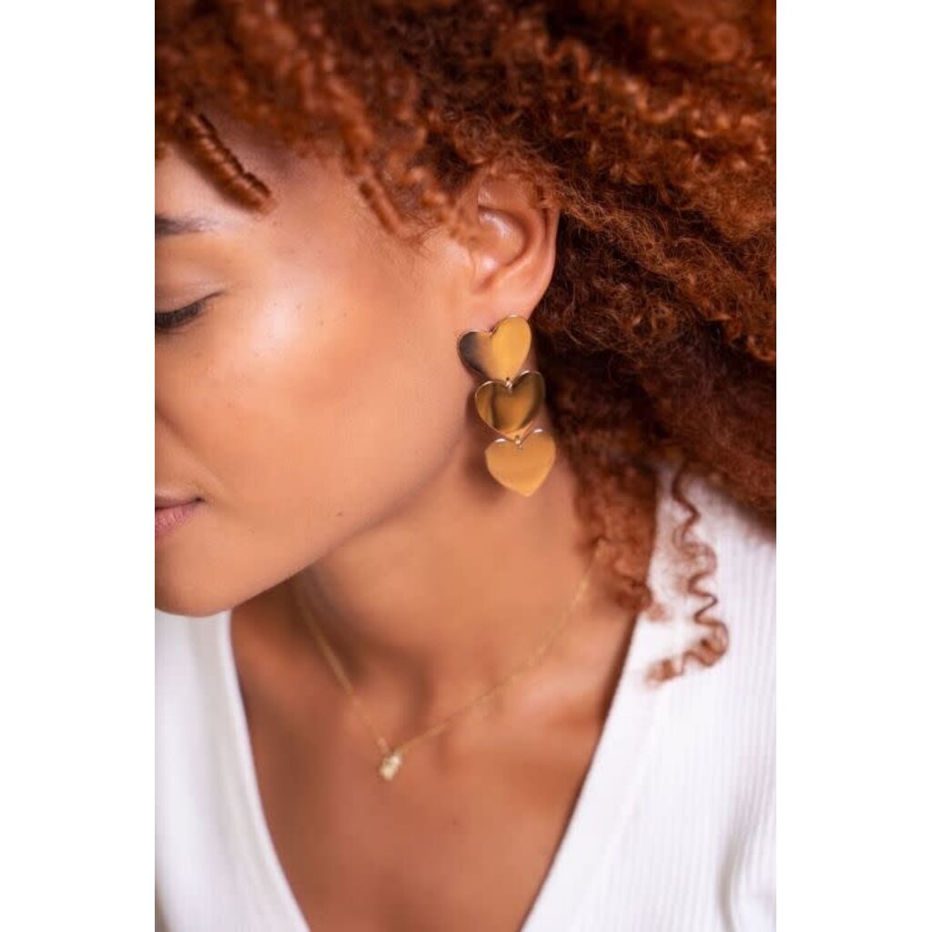 Oorbellens statement heart MJ07366 Goud