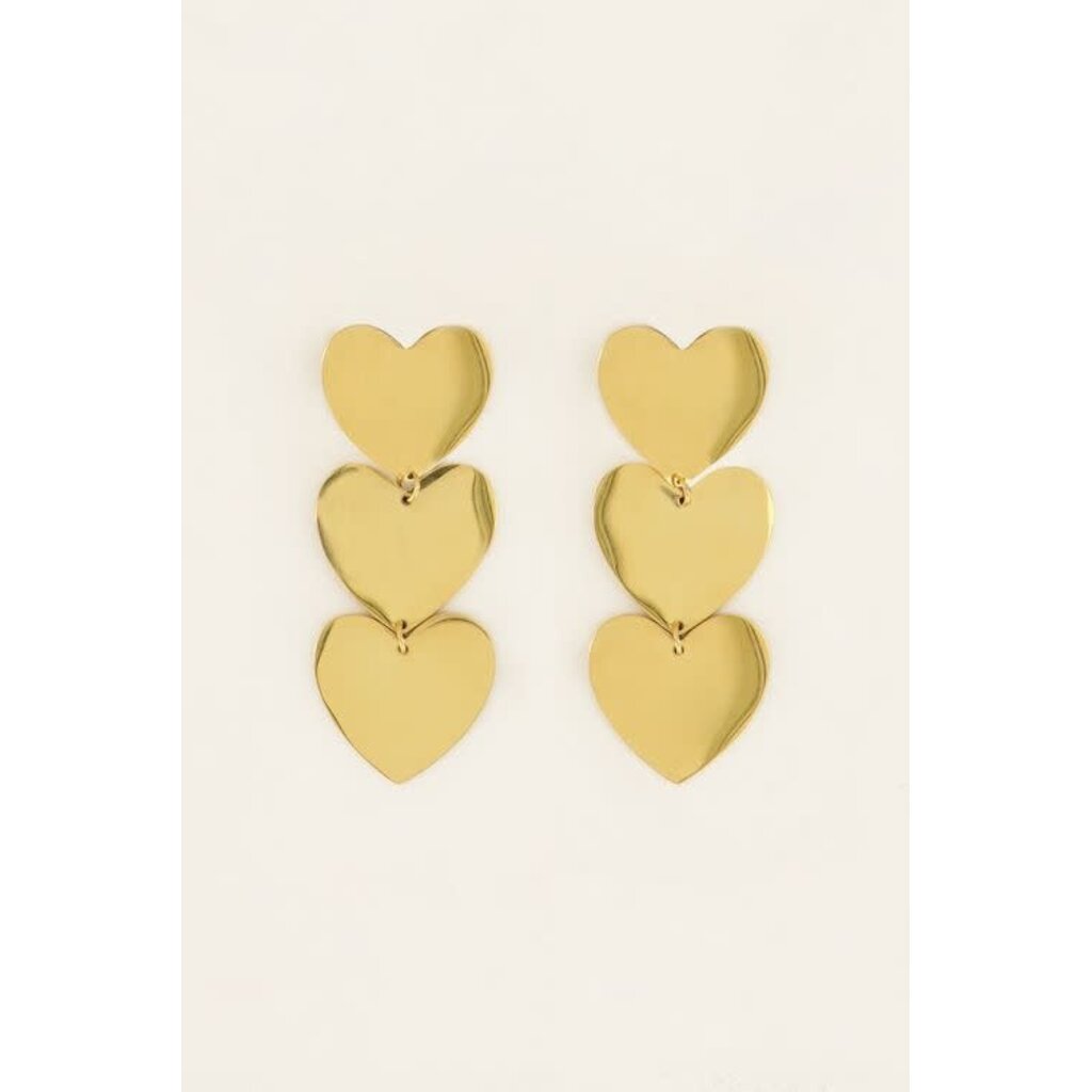 Oorbellens statement heart MJ07366 Goud