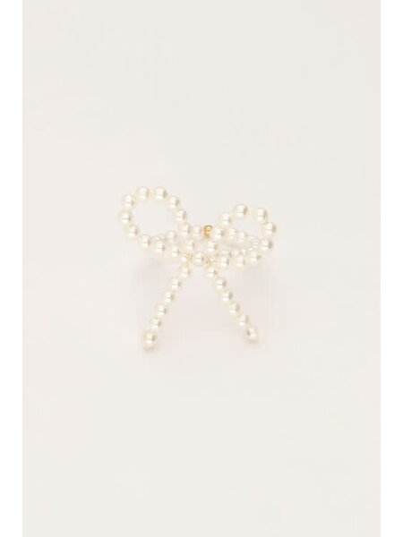 Elastieken ring met parels en strik MJ10923