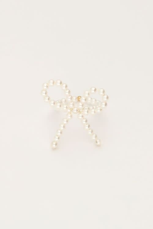 Elastieken ring met parels en strik MJ10923