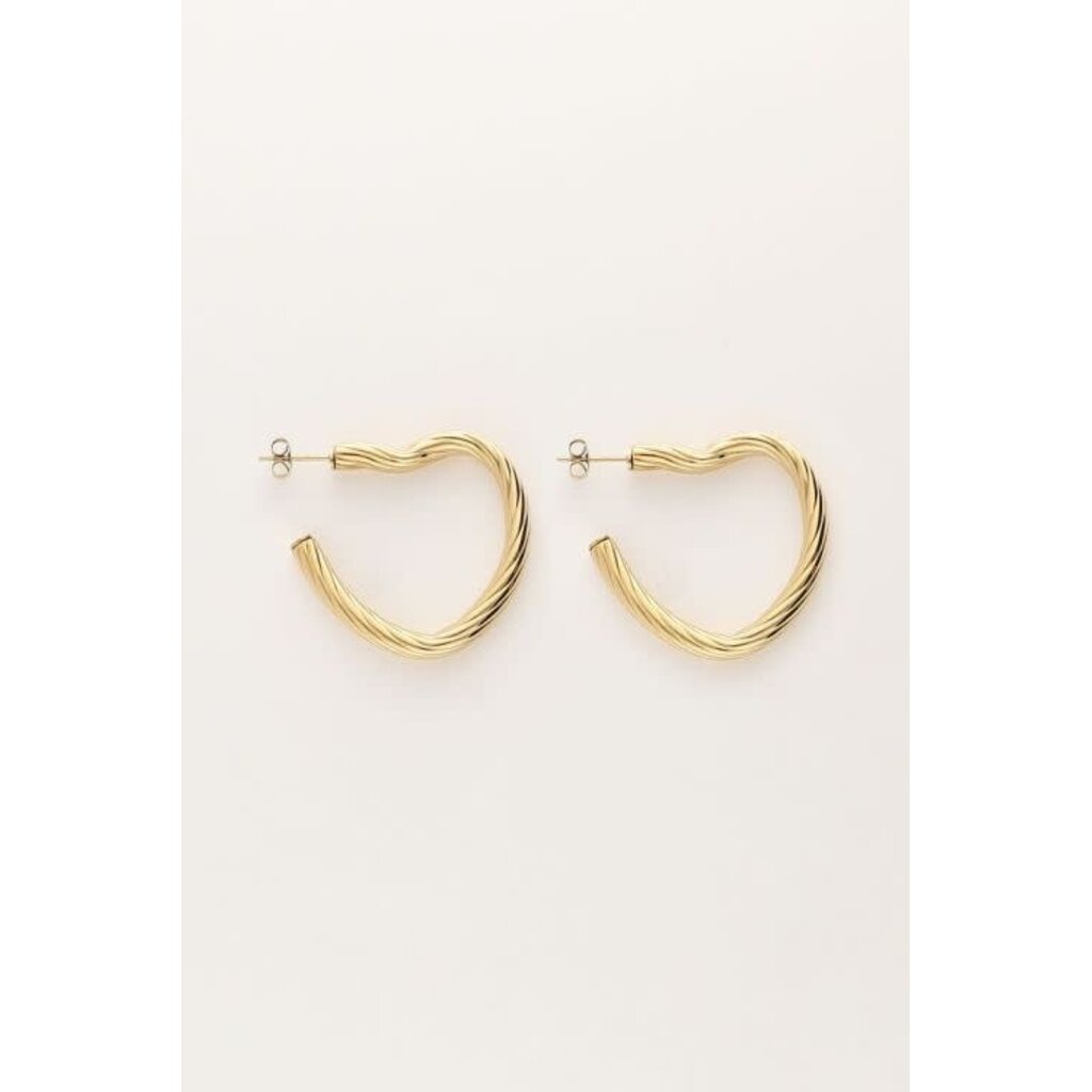 Oorbellens twisted heart hoops MJ11250 goud OS