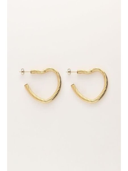 Oorbellens twisted heart hoops MJ11250 goud OS