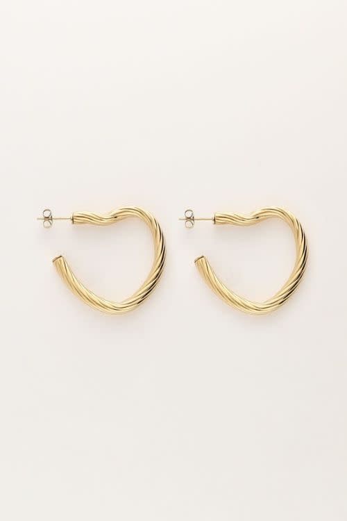Earrings twisted heart hoops MJ11250 goud OS