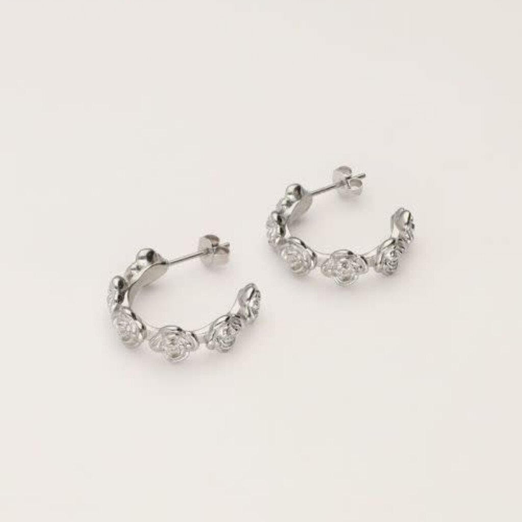 Earring hoop roses MJ11266 zilver OS