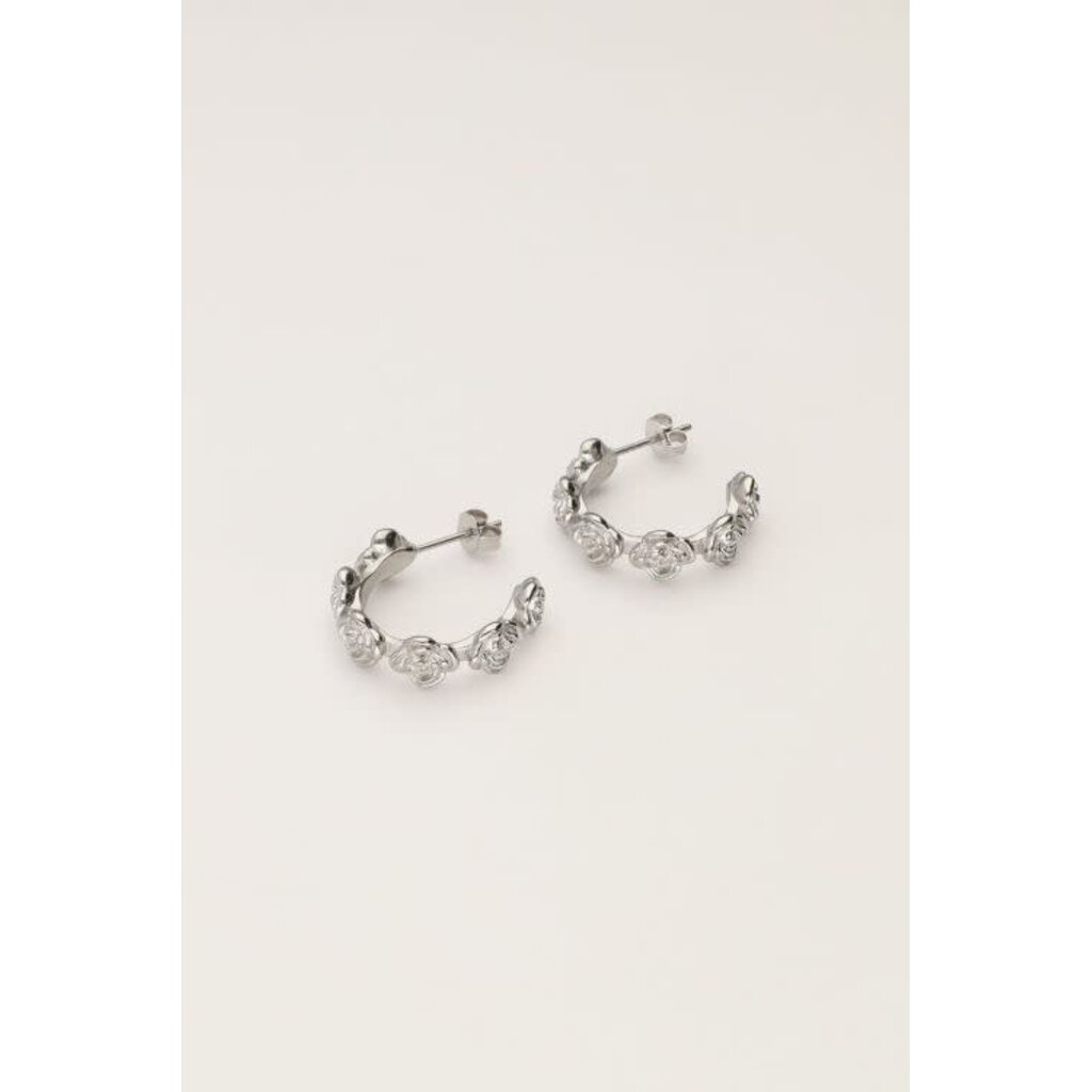 Oorbellen hoop roses MJ11266 zilver OS