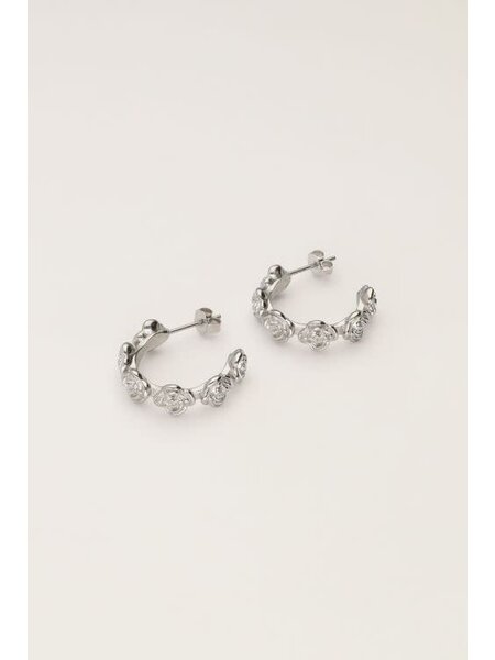 Earring hoop roses MJ11266 zilver OS