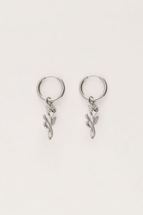 Earring hoops mini rose MJ11507 zilver OS