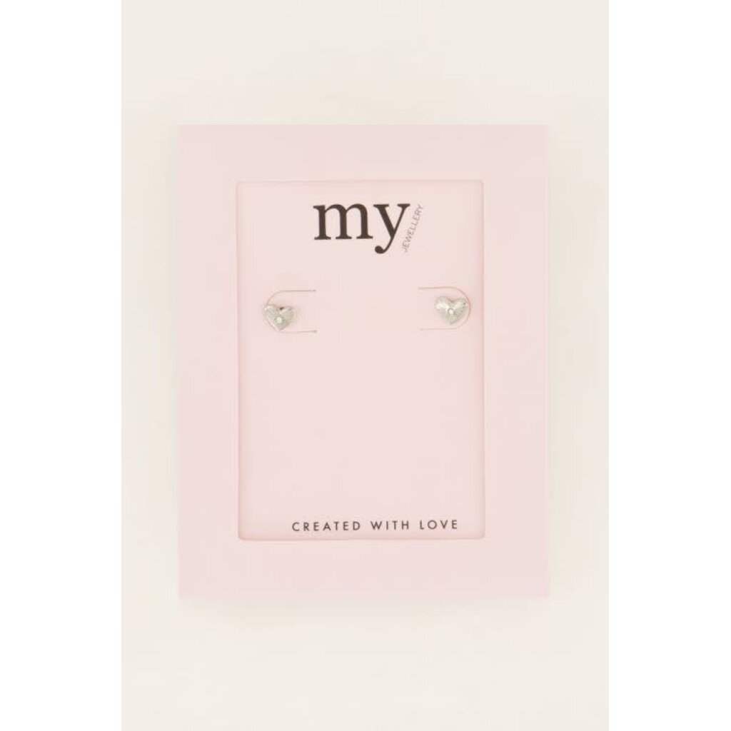 Studs met hartje middelpunt MJ07324 zilver