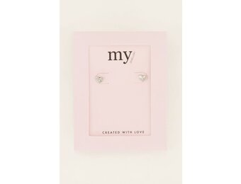 Studs met hartje middelpunt MJ07324 zilver