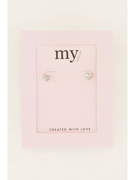 Studs met hartje middelpunt MJ07324 zilver
