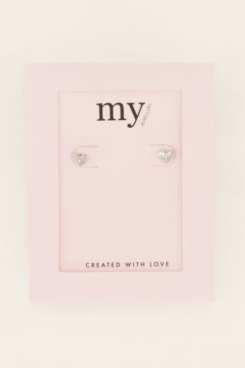 Studs met hartje middelpunt MJ07324 zilver