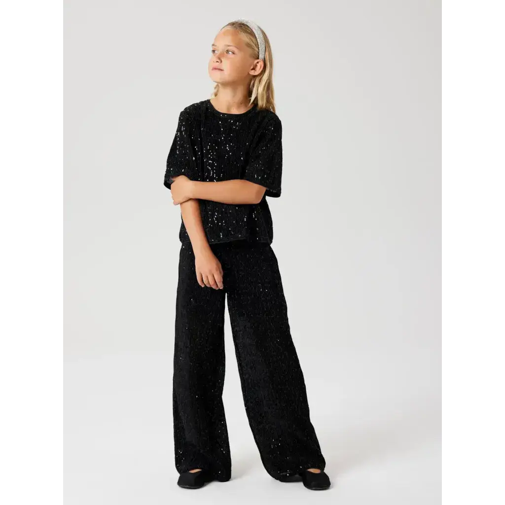 name it NKFRUNIC SEQUIN WIDE PANT 13235275 Black