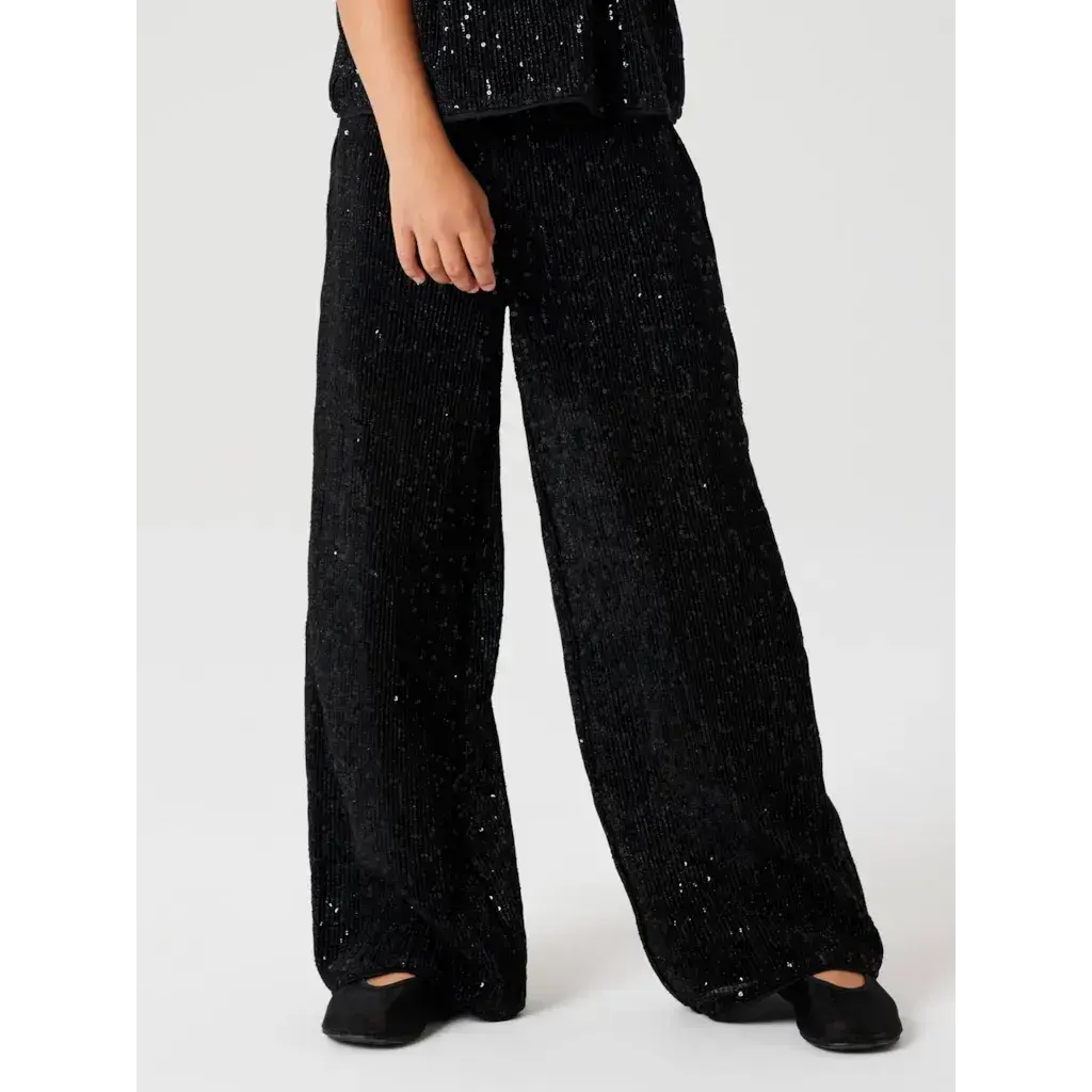 name it NKFRUNIC SEQUIN WIDE PANT 13235275 Black