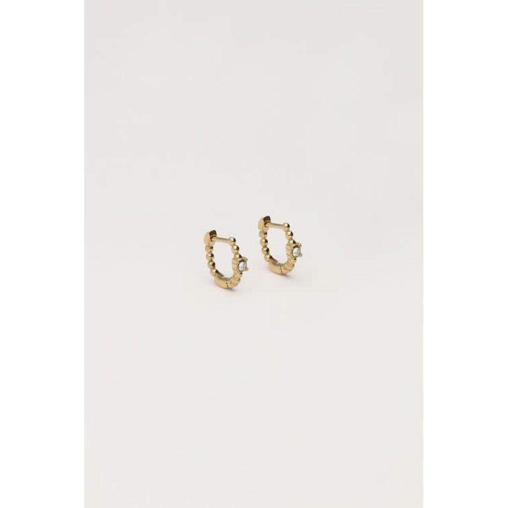 Minimalistische oorringen met dots en strass MJ12062 Goud