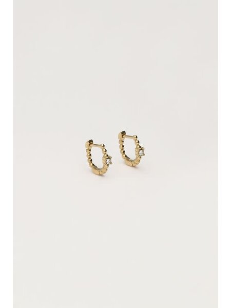 Minimalistische oorringen met dots en strass MJ12062 Goud