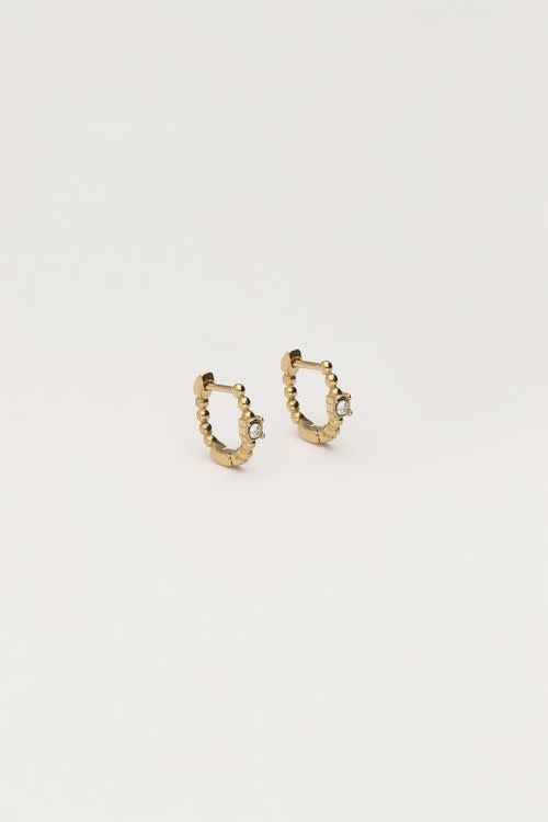 Minimalistische oorringen met dots en strass MJ12062 Goud