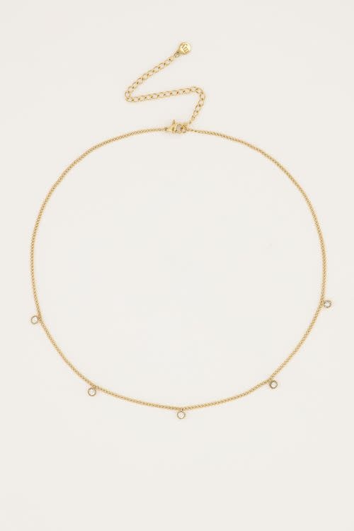 Ketting vijf strass steentjes MJ04774 Gold