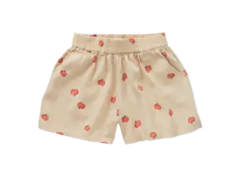 Tencel loose shorts apple print  S25-1768 Sesame