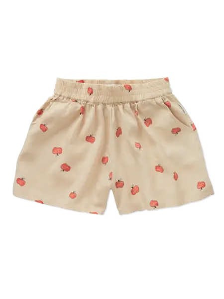 Tencel loose shorts apple print  S25-1768 Sesame