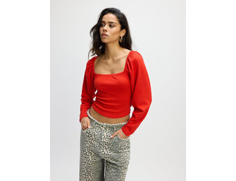 puffed shoulder top CHERRY R2502528615 red