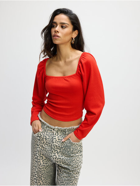 REFINED puffed shoulder top CHERRY R2502528615 red