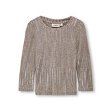 KMGMIRINDA LIFE L/S O-NECK TOP JRS 15334072 Humus Melange + Silver Metallic