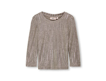 KMGMIRINDA LIFE L/S O-NECK TOP JRS 15334072 Humus Melange + Silver Metallic