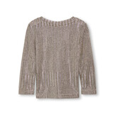 KMGMIRINDA LIFE L/S O-NECK TOP JRS 15334072 Humus Melange + Silver Metallic