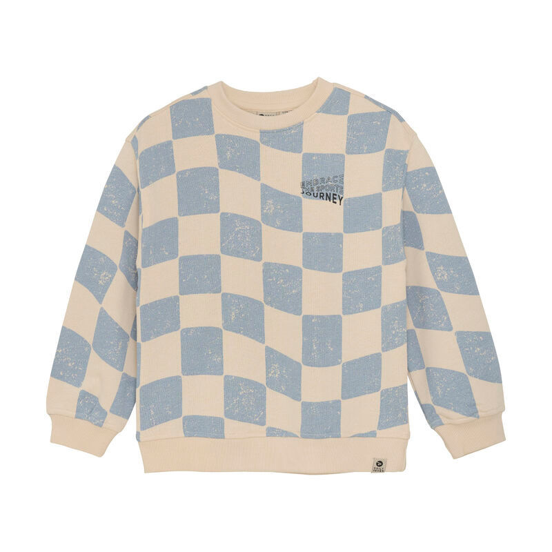 Oversized Sweater Check Print 920117 Ashley Blue