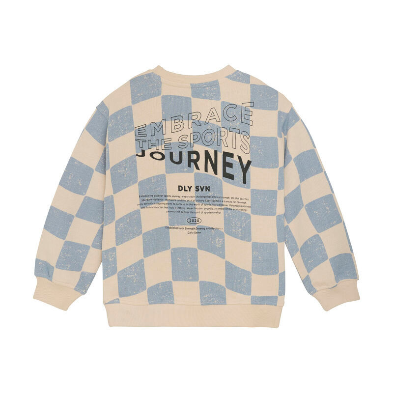 Oversized Sweater Check Print 920117 Ashley Blue
