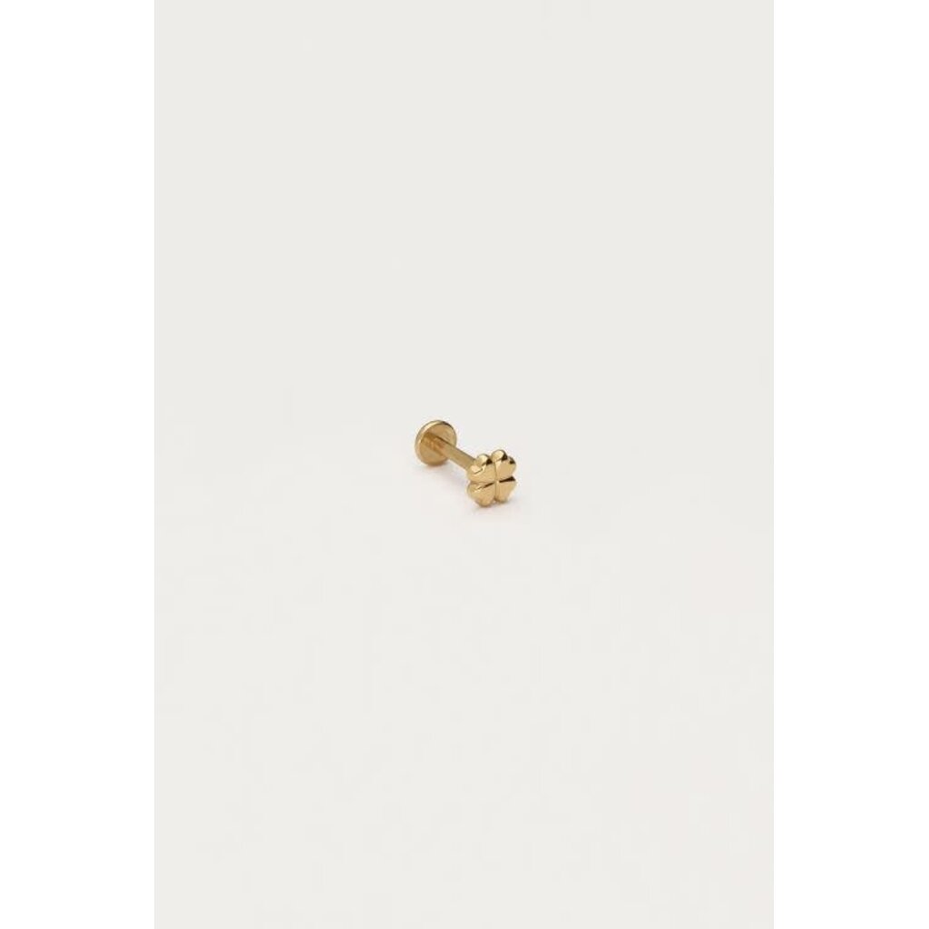 Earstud piercing 1pc clover big MJ12676 Goud