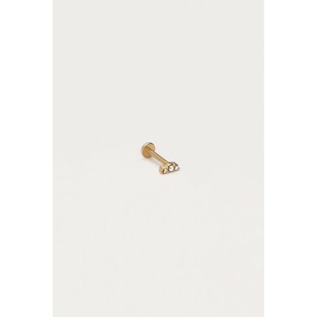 Earstud piercing 1pc 3 strass MJ12678 Goud