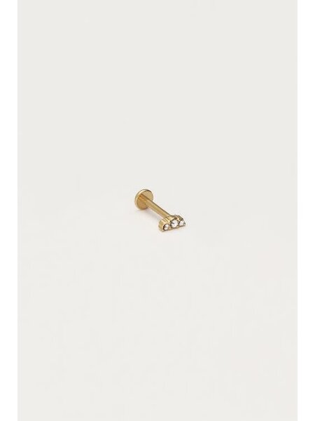 Earstud piercing 1pc 3 strass MJ12678 Goud