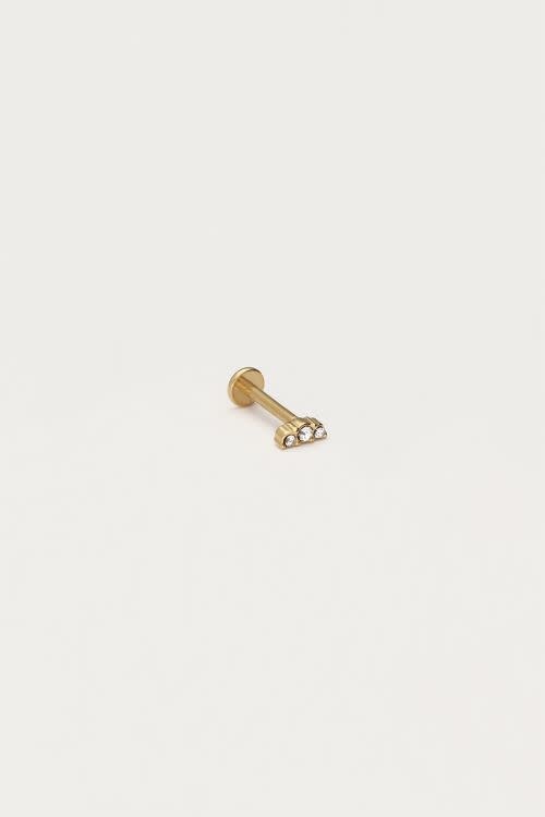 Earstud piercing 1pc 3 strass MJ12678 Gold