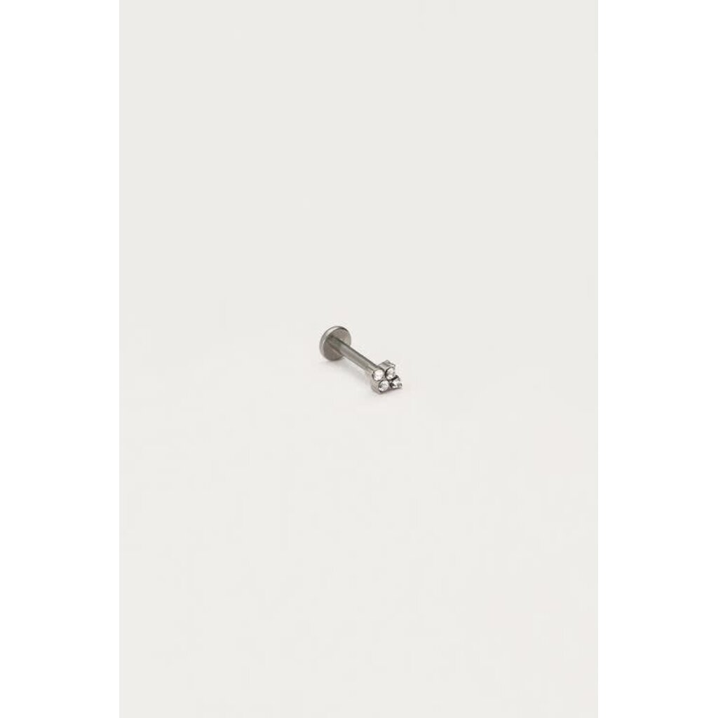 Earstud piercing 1pc 4 strass MJ12680 Zilver