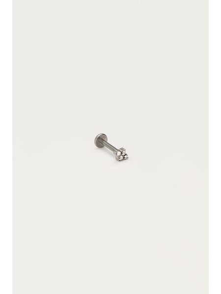 Earstud piercing 1pc 4 strass MJ12680 Zilver