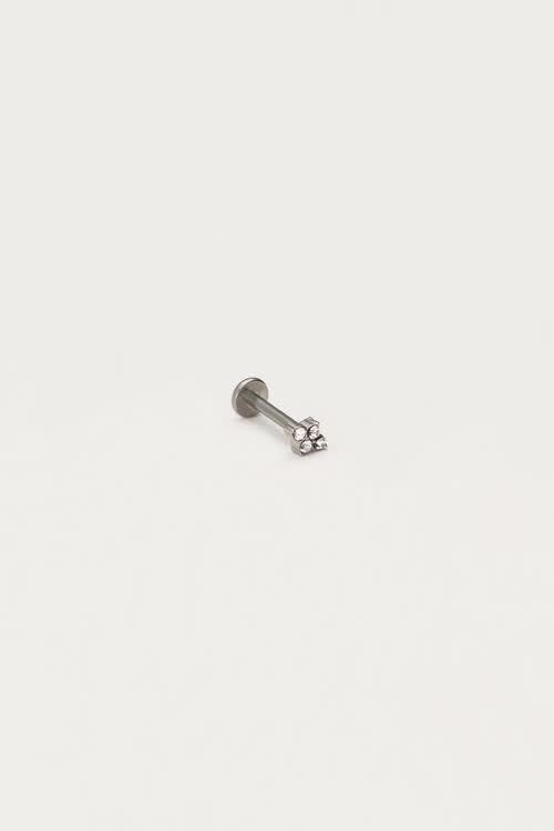Earstud piercing 1pc 4 strass MJ12680 Silver