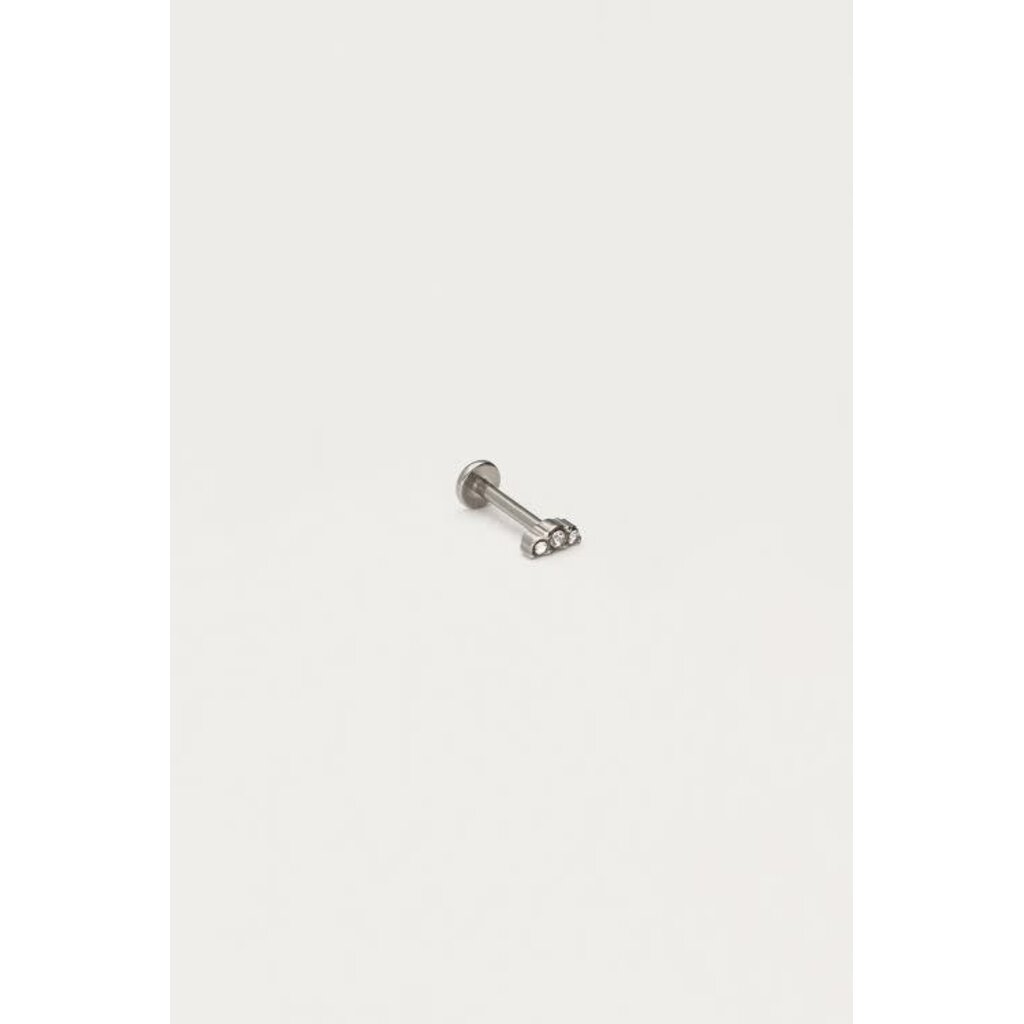 Earstud piercing 1pc 3 strass MJ12678 Silver