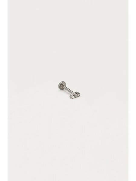 Earstud piercing 1pc 3 strass MJ12678 Zilver