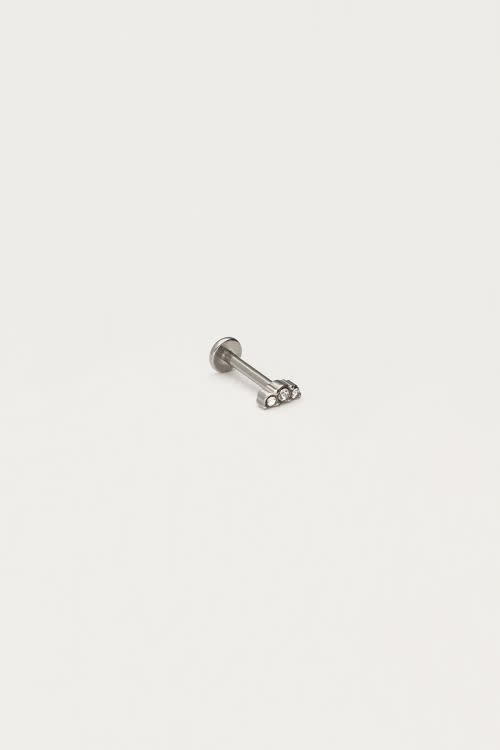 Earstud piercing 1pc 3 strass MJ12678 Silver