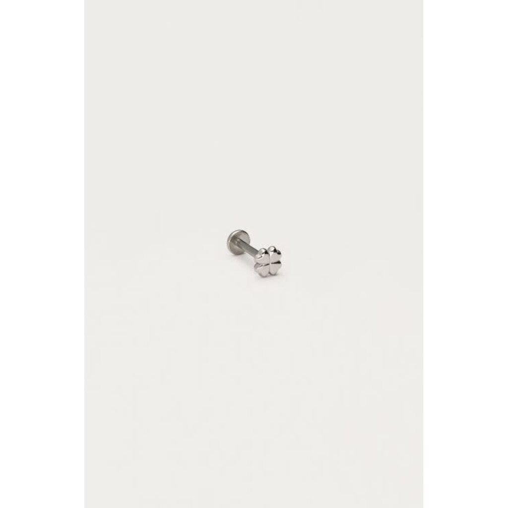 Earstud piercing 1pc clover big MJ12676 Zilver