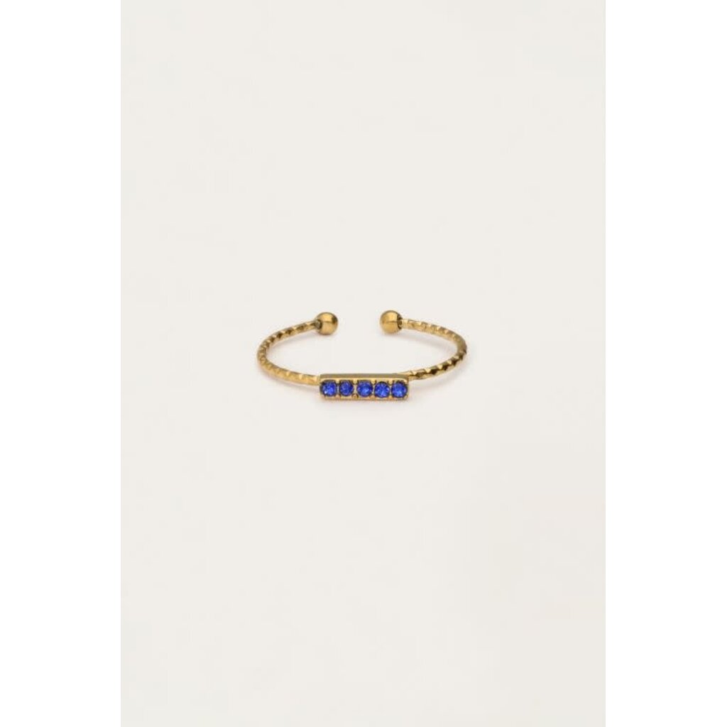 Ring fine blue strass MJ12993 Goud