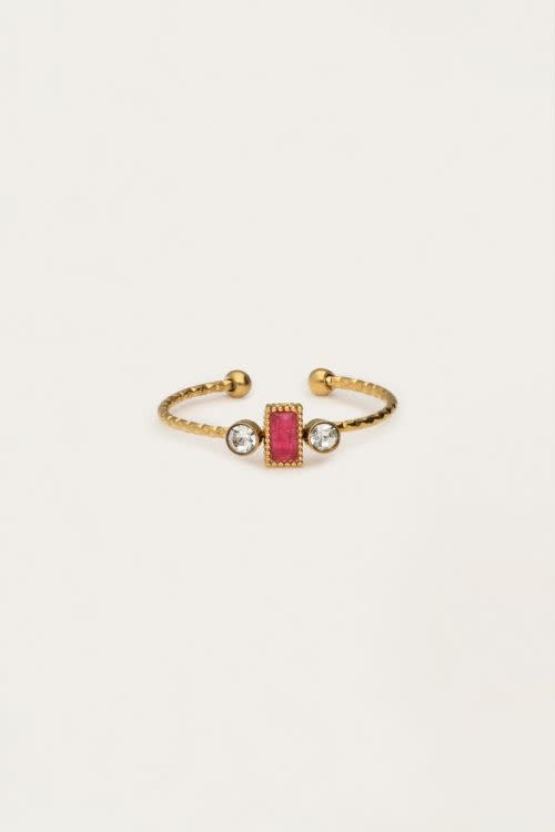 Ring fine square red strass MJ12992 Gold