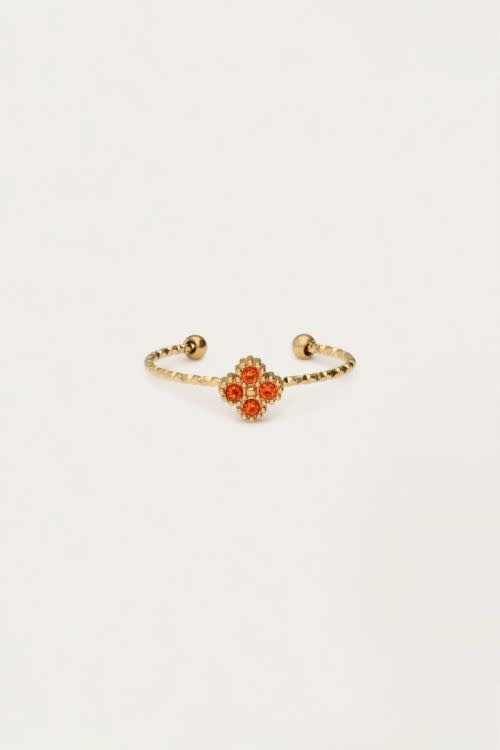 Ring fine clover strass orange MJ12986 Gold