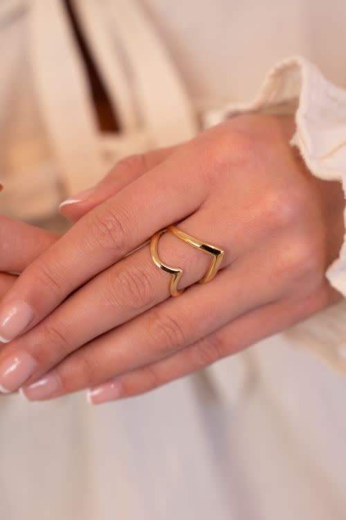 Ring big open heart MJ12554 Gold