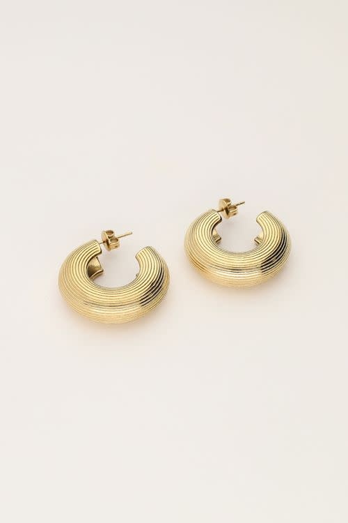 Earring hoops stripes MJ12792 Gold