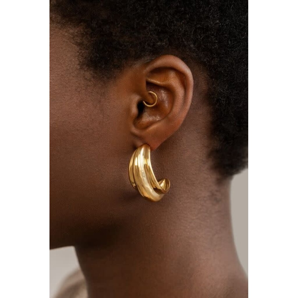 Oorbellen hoops oval triple MJ12787 Goud