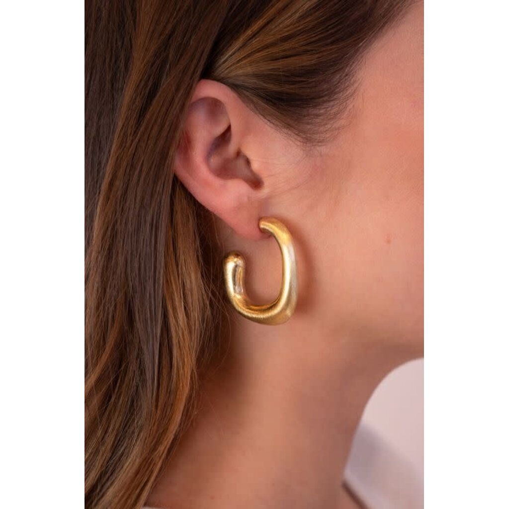 Oorbellen hoops oval matt MJ12814 Goud